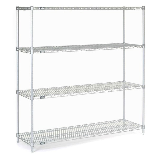 Nexel Nexelate Wire Shelving Starter Unit, Silver Epoxy, 60W X 18D X 63H 18606EP - main